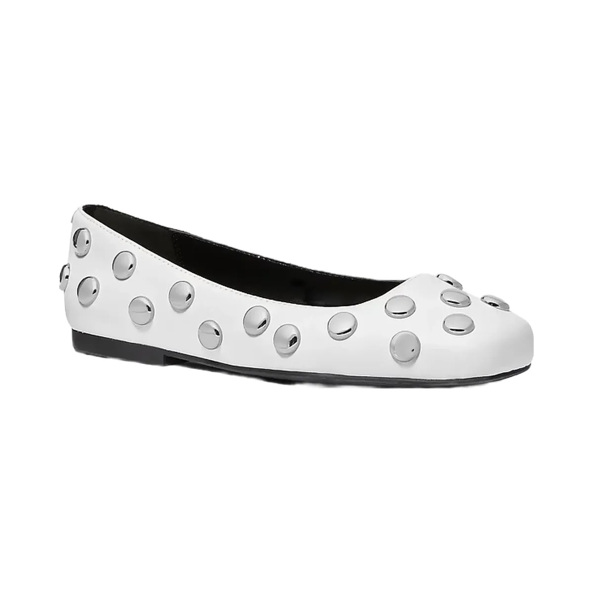 Michael Kors Matilda Studded Leather Ballet Flat Optic White - HypeFly India View 1