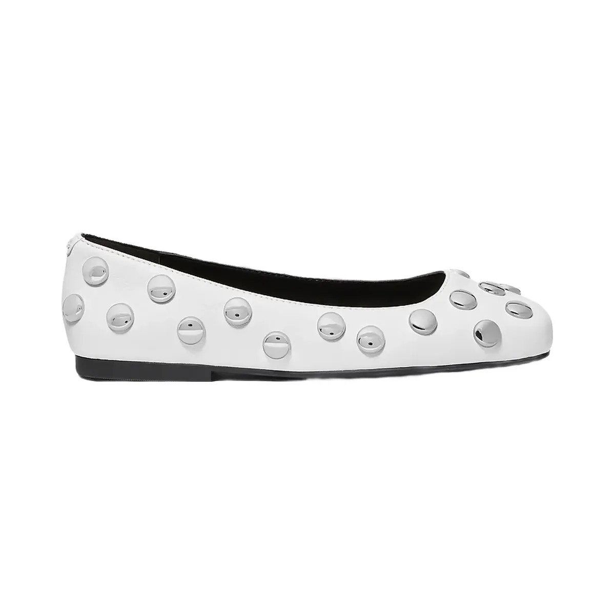Michael Kors Matilda Studded Leather Ballet Flat Optic White - HypeFly India View 2
