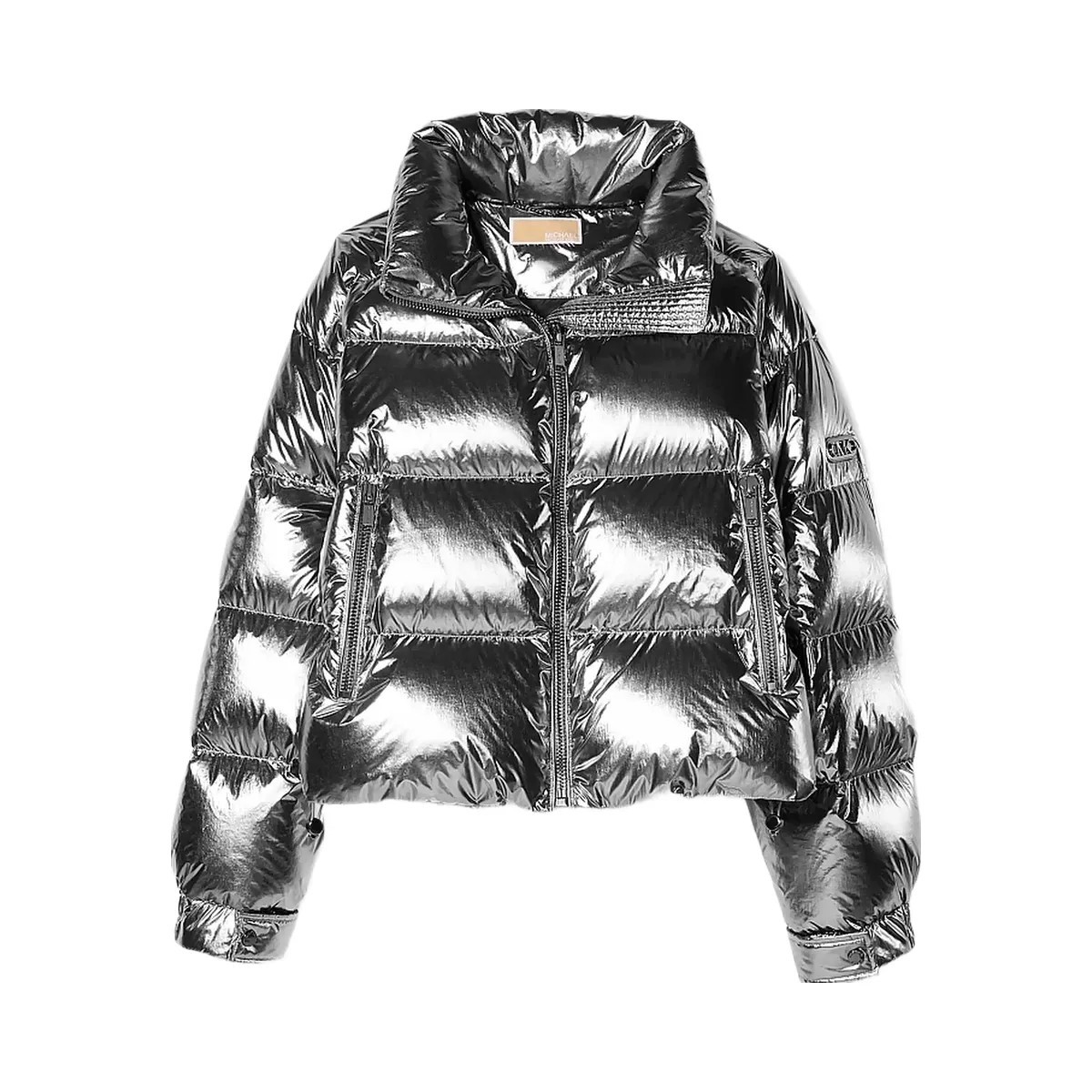 Michael Kors Metallic Nylon Ciré Puffer Jacket Gunmetal - HypeFly India View 3