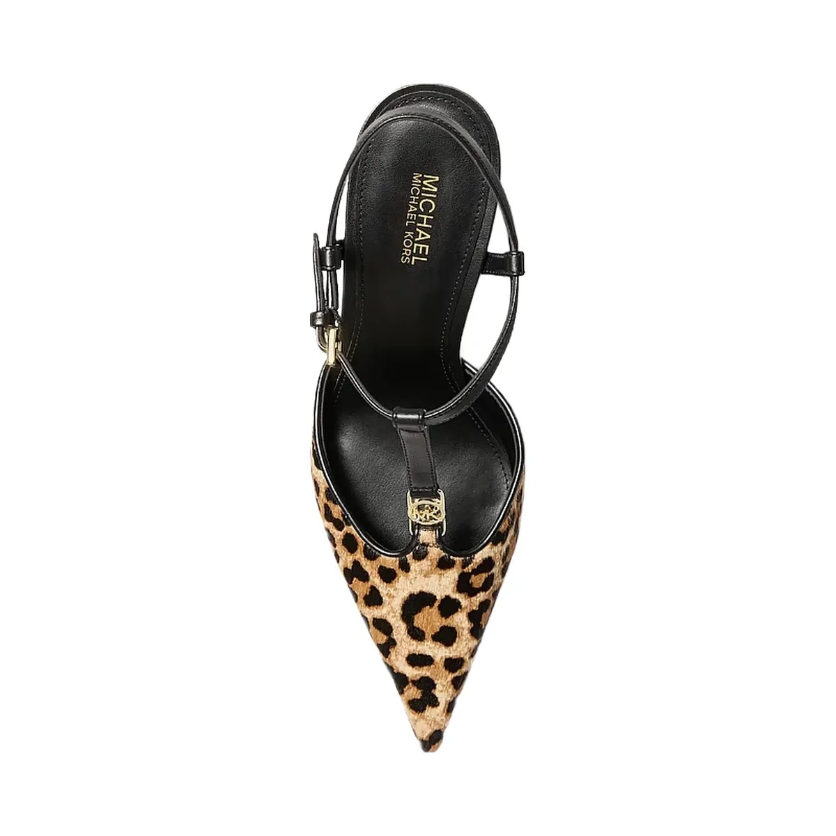 Michael Kors Nalia Leopard Print Calf Hair T-Strap Pump Dk Camel Mlt - HypeFly India View 3