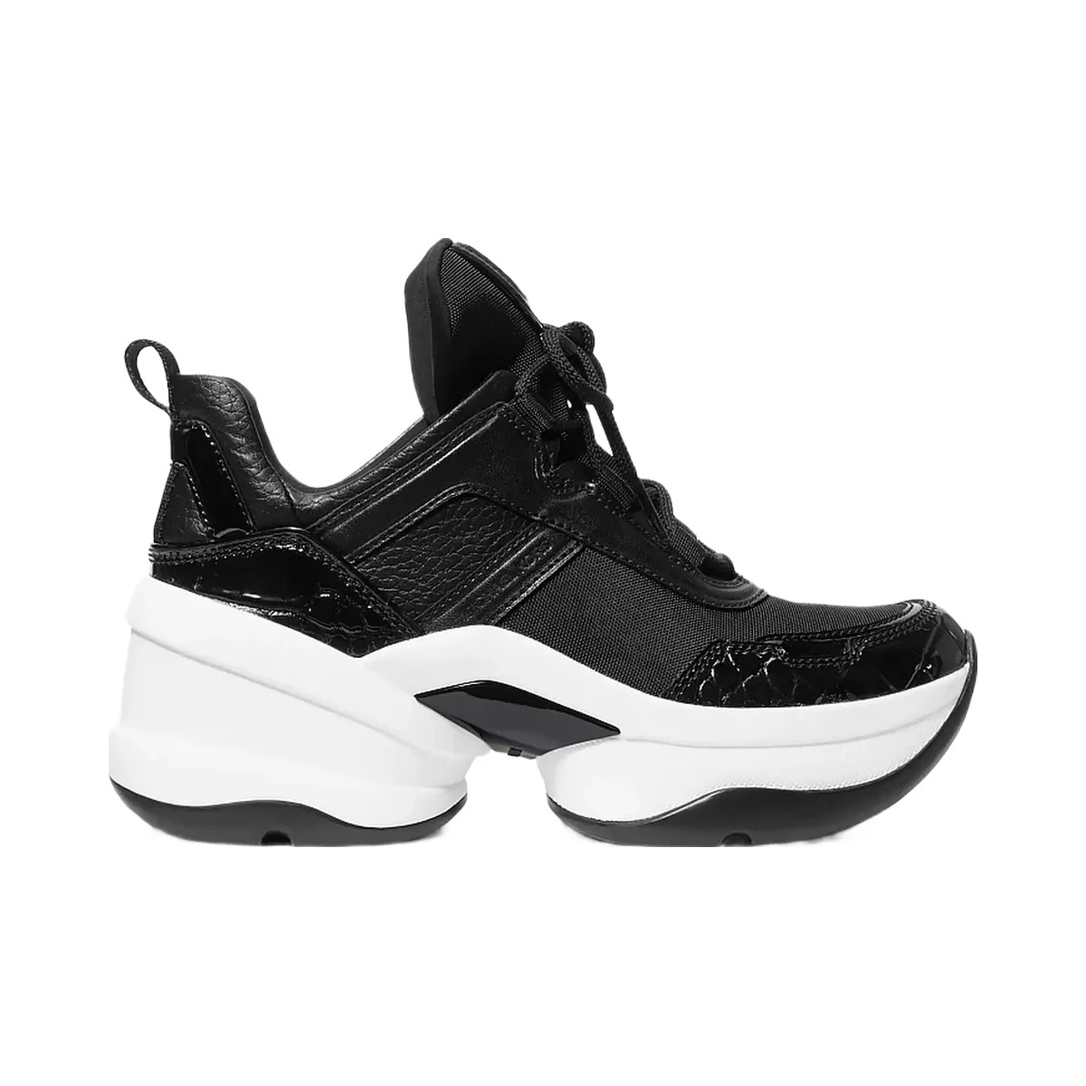 Michael Kors Olympia Mixed-Media Trainer Black - HypeFly India View 2