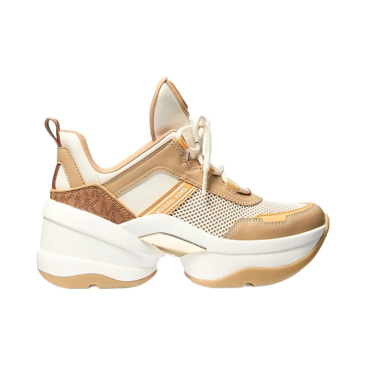 Michael Kors Olympia Mixed-Media Trainer Honeywheat - HypeFly India View 2