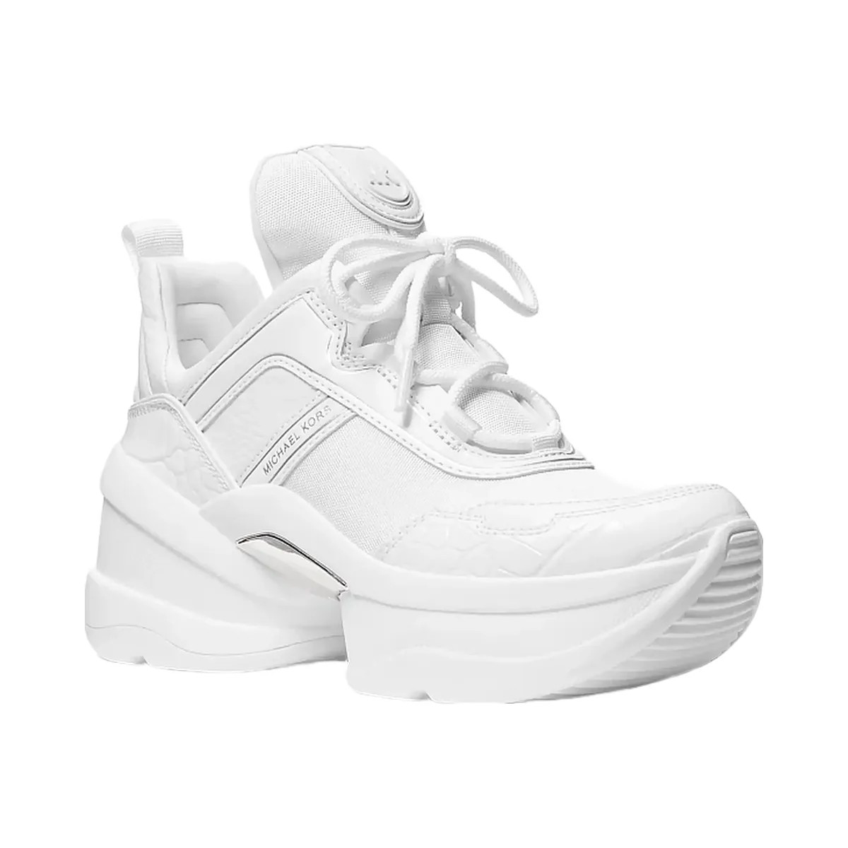 Michael Kors Olympia Mixed-Media Trainer Optic White - HypeFly India View 1