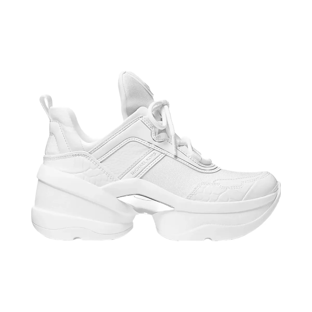 Michael Kors Olympia Mixed-Media Trainer Optic White - HypeFly India View 2