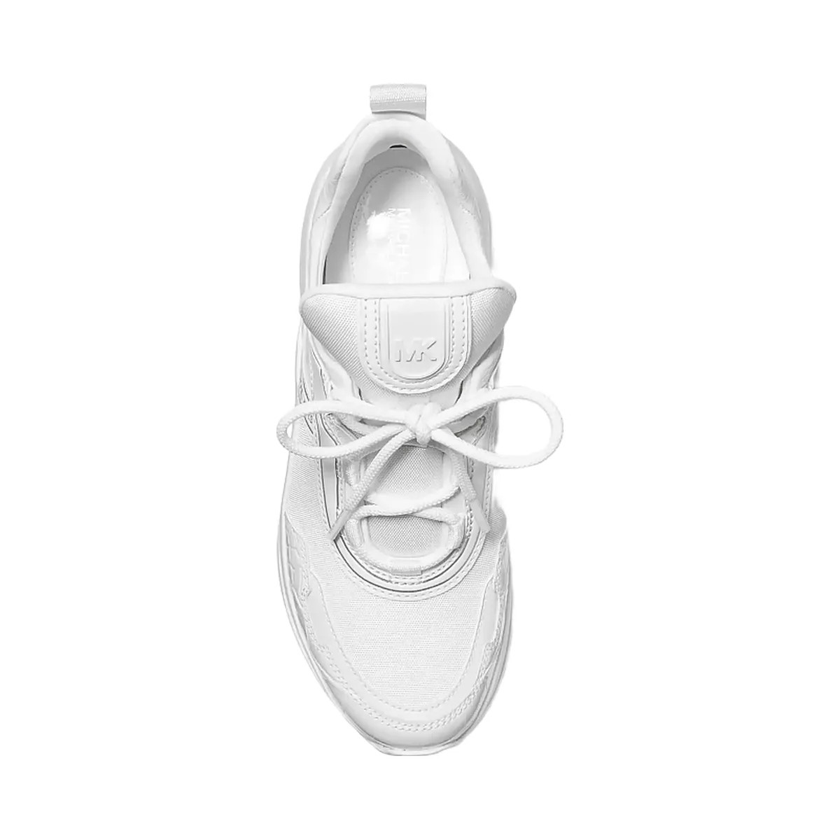 Michael Kors Olympia Mixed-Media Trainer Optic White - HypeFly India View 4