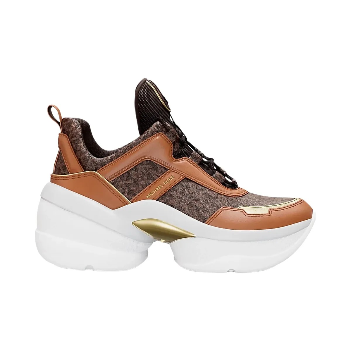 Michael Kors Olympia Signature Logo Trainer Brown Multi - HypeFly India View 2
