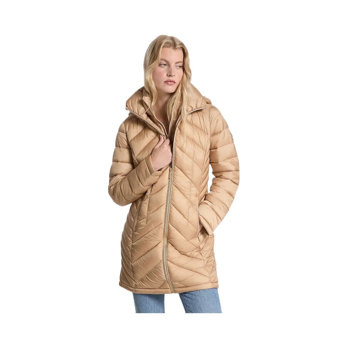 Michael Kors Packable Quilted Nylon Puffer Coat Khaki - HypeFly India View 1