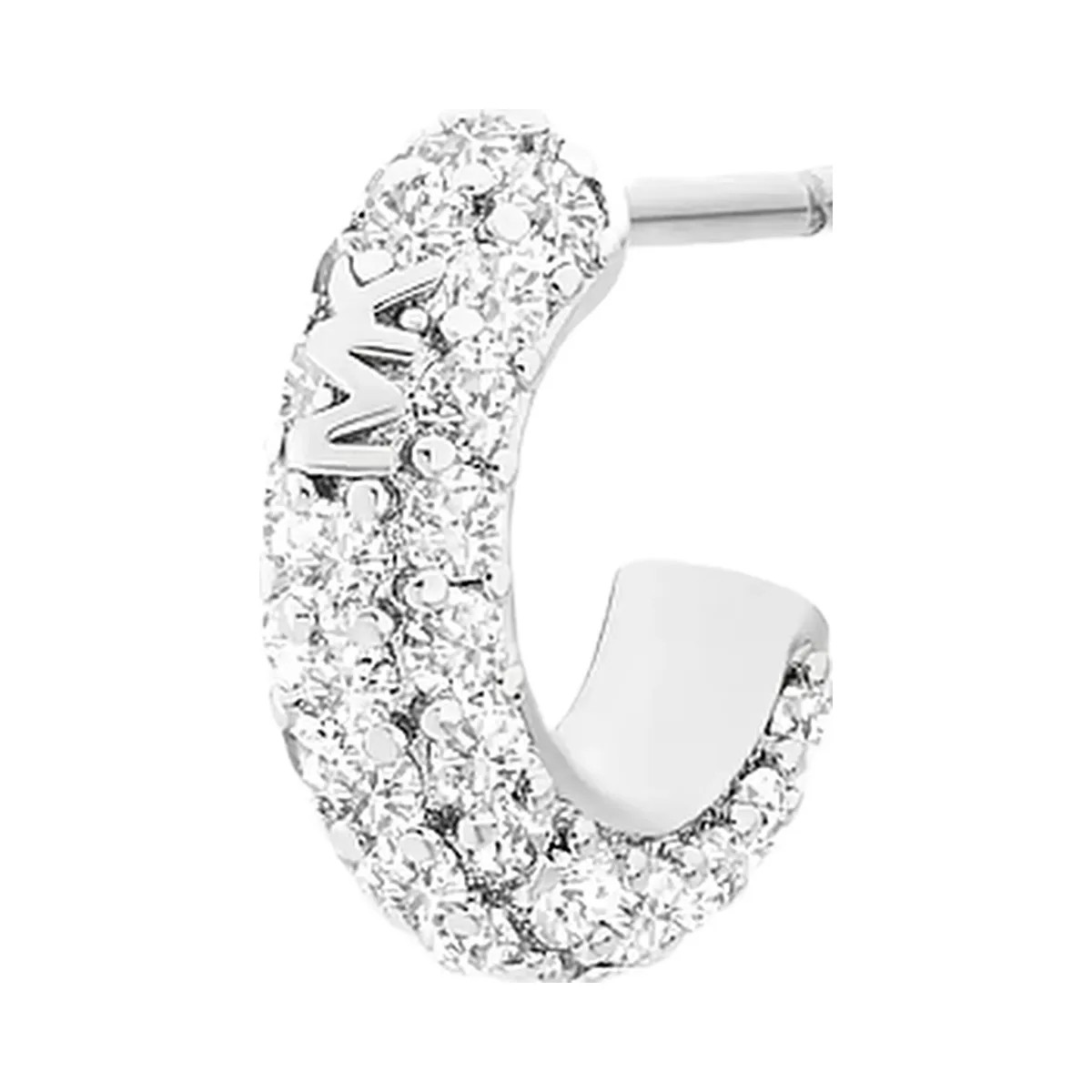 Michael Kors Pavé Heart and Logo Necklace and Hoop Earrings Jewelry Gift Set Silver - HypeFly India View 2