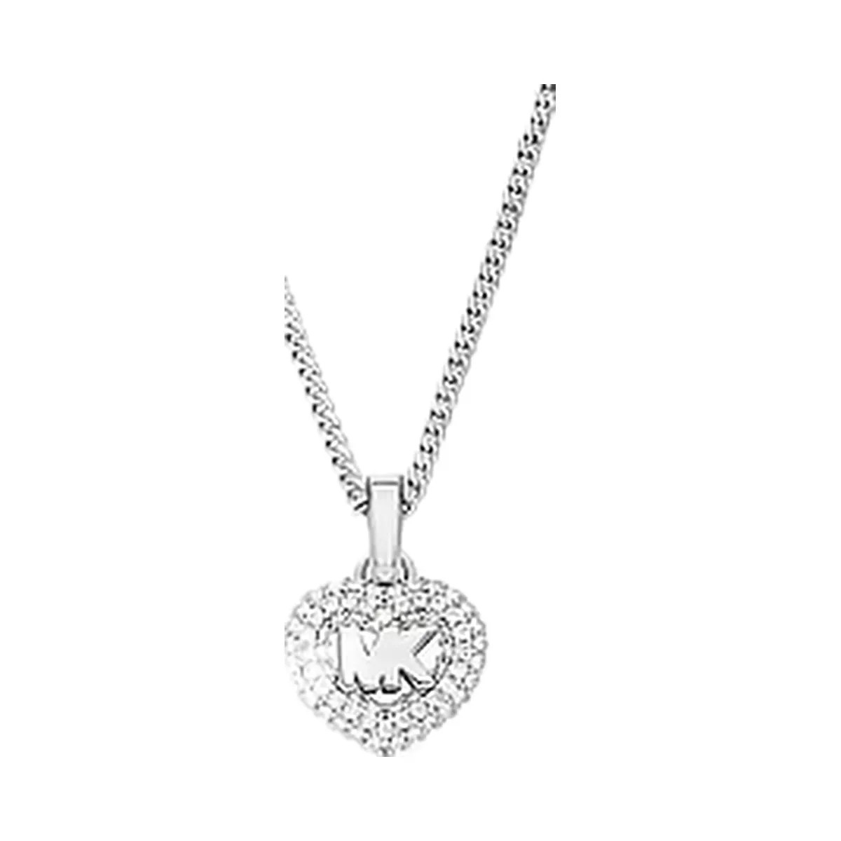 Michael Kors Pavé Heart and Logo Necklace and Hoop Earrings Jewelry Gift Set Silver - HypeFly India View 3