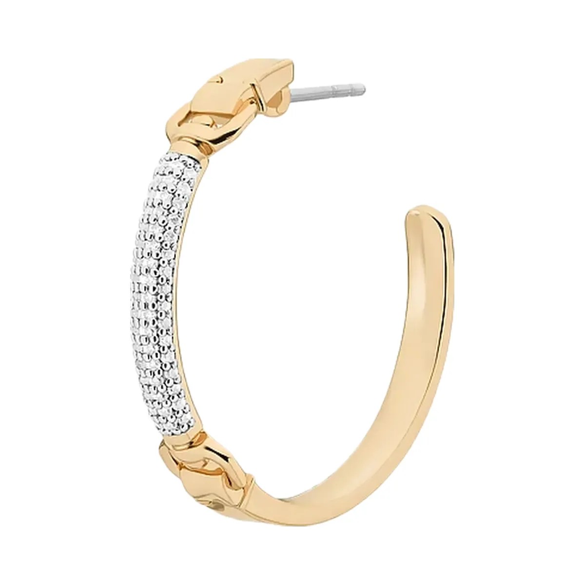 Michael Kors Pavé Horsebit Hoop Earrings Gold - HypeFly India View 1
