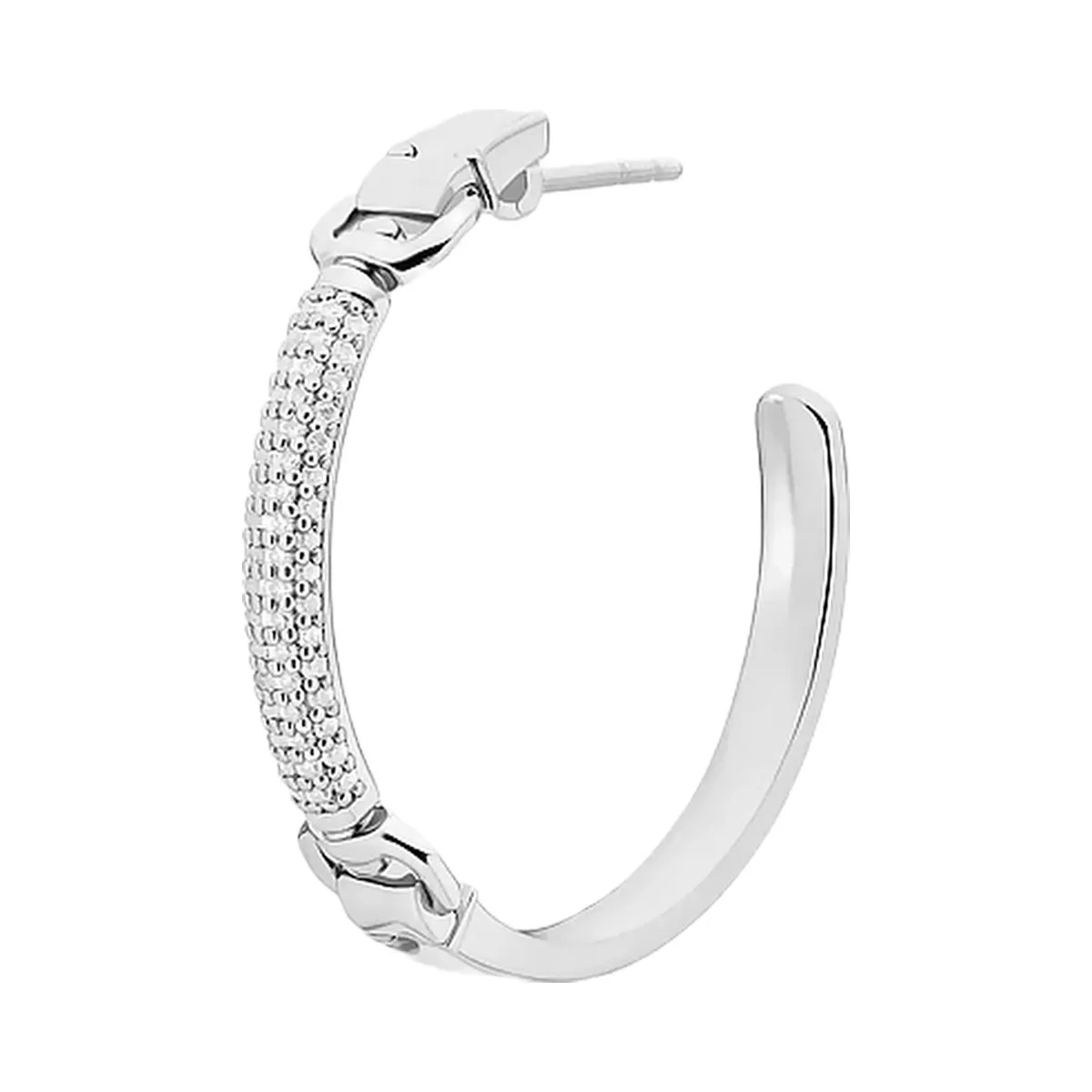 Michael Kors Pavé Horsebit Hoop Earrings Silver - HypeFly India View 1