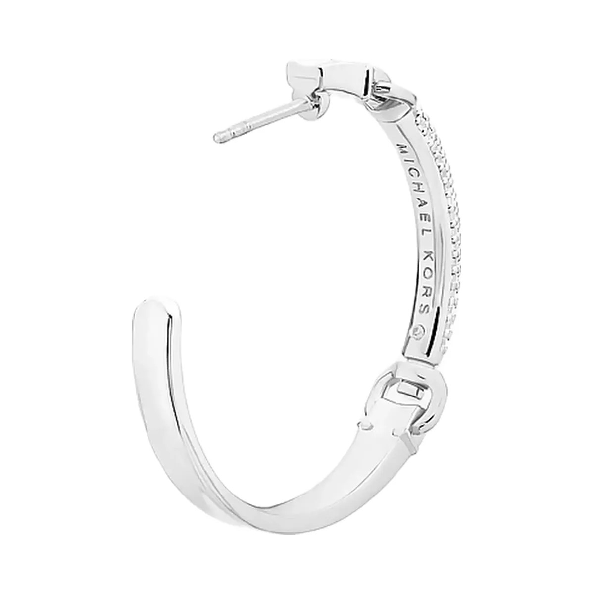 Michael Kors Pavé Horsebit Hoop Earrings Silver - HypeFly India View 2