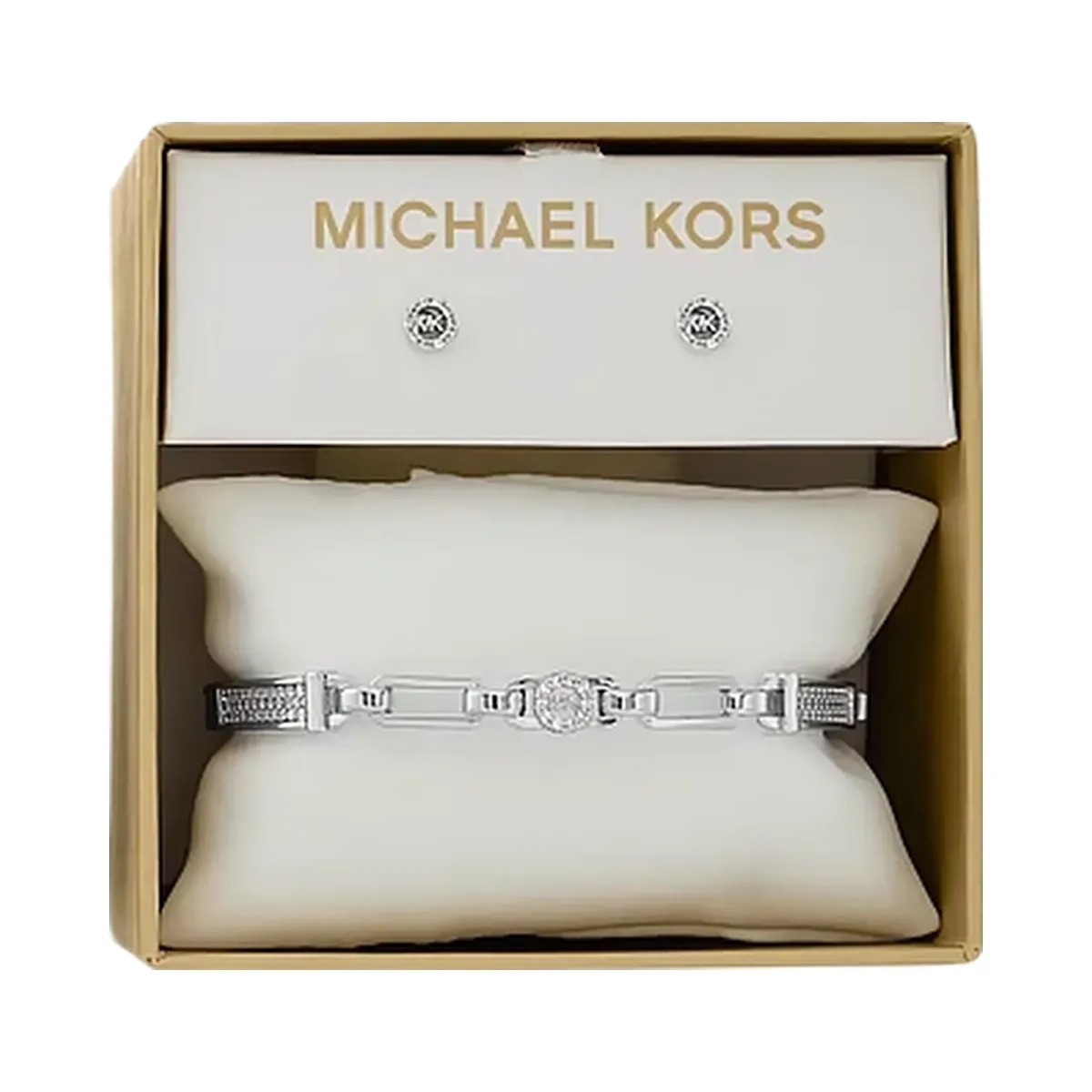 Michael Kors Pavé Logo Bangle and Stud Earrings Gift Set Silver - HypeFly India View 4