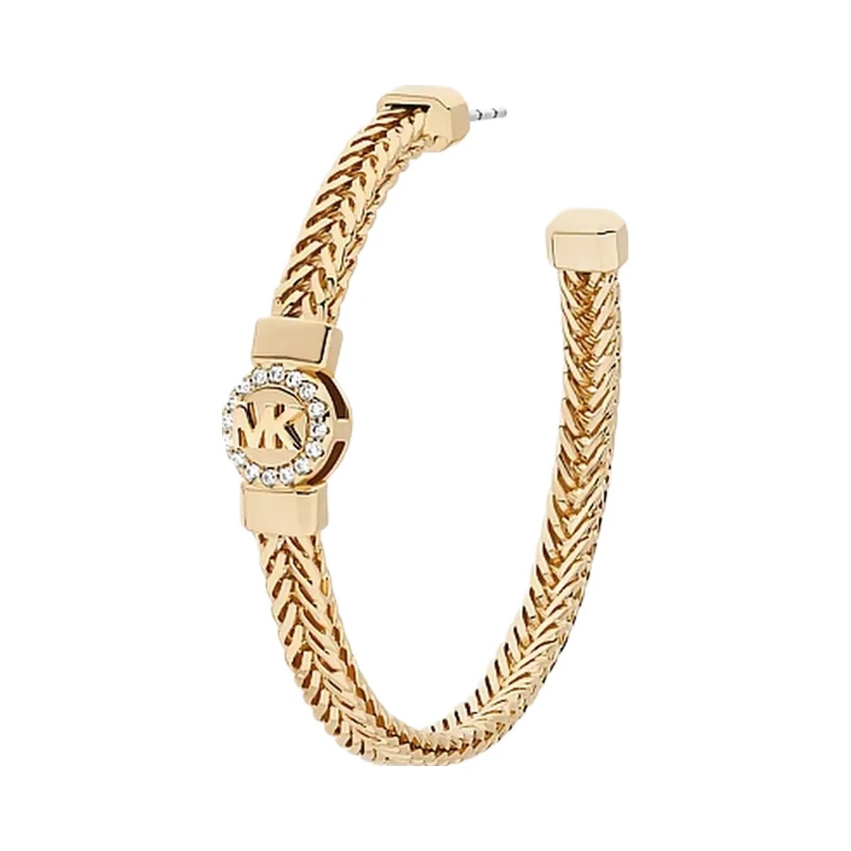 Michael Kors Pavé Logo Foxtail Chain Hoop Earrings Gold - HypeFly India View 1
