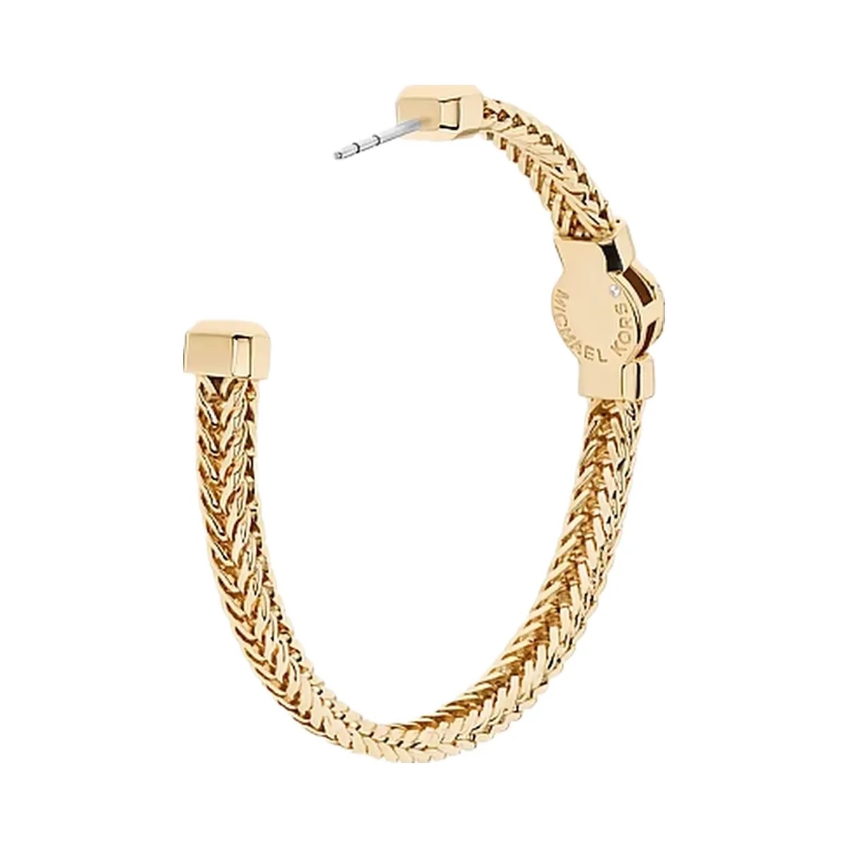 Michael Kors Pavé Logo Foxtail Chain Hoop Earrings Gold - HypeFly India View 2