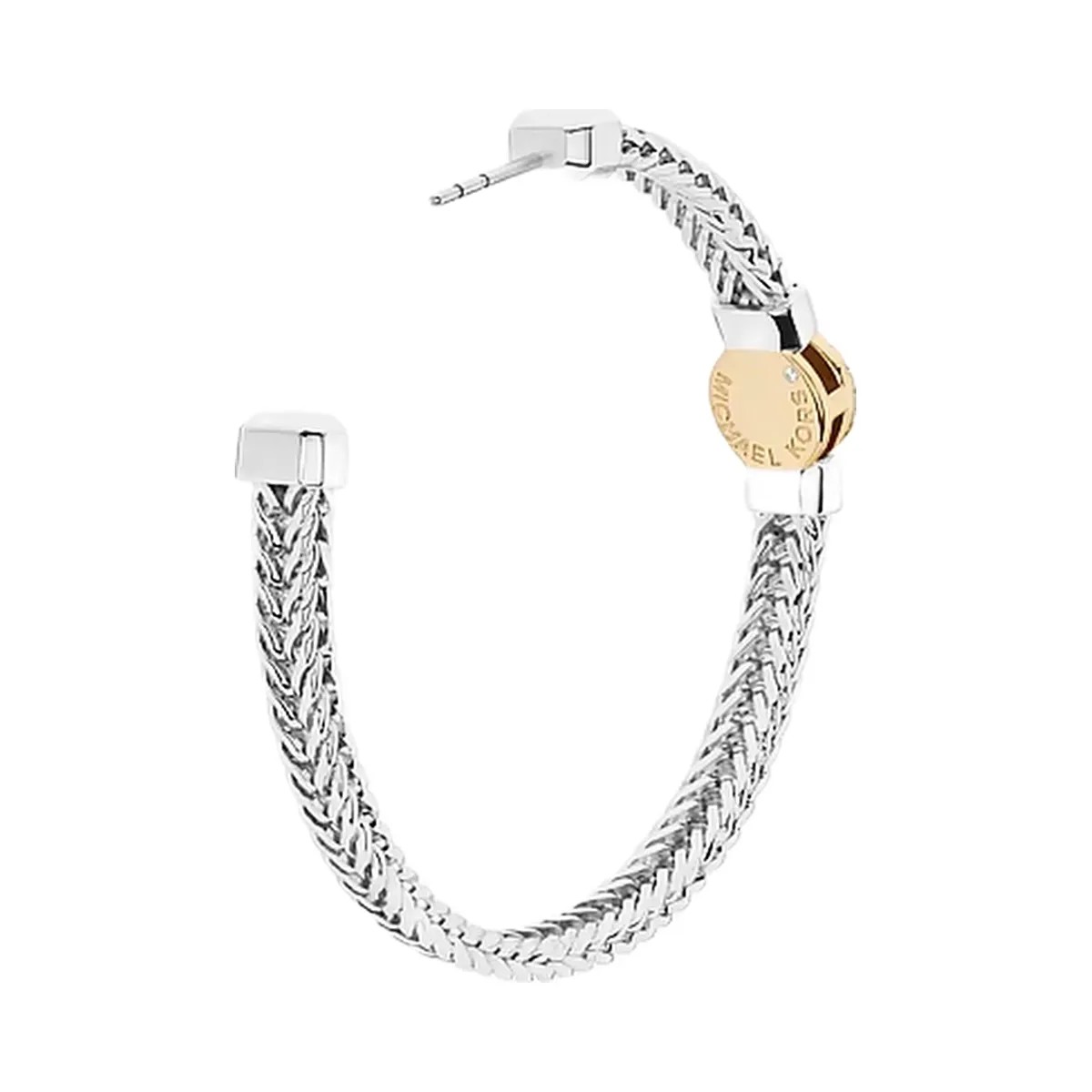 Michael Kors Pavé Logo Foxtail Chain Hoop Earrings Two Tone - HypeFly India View 2