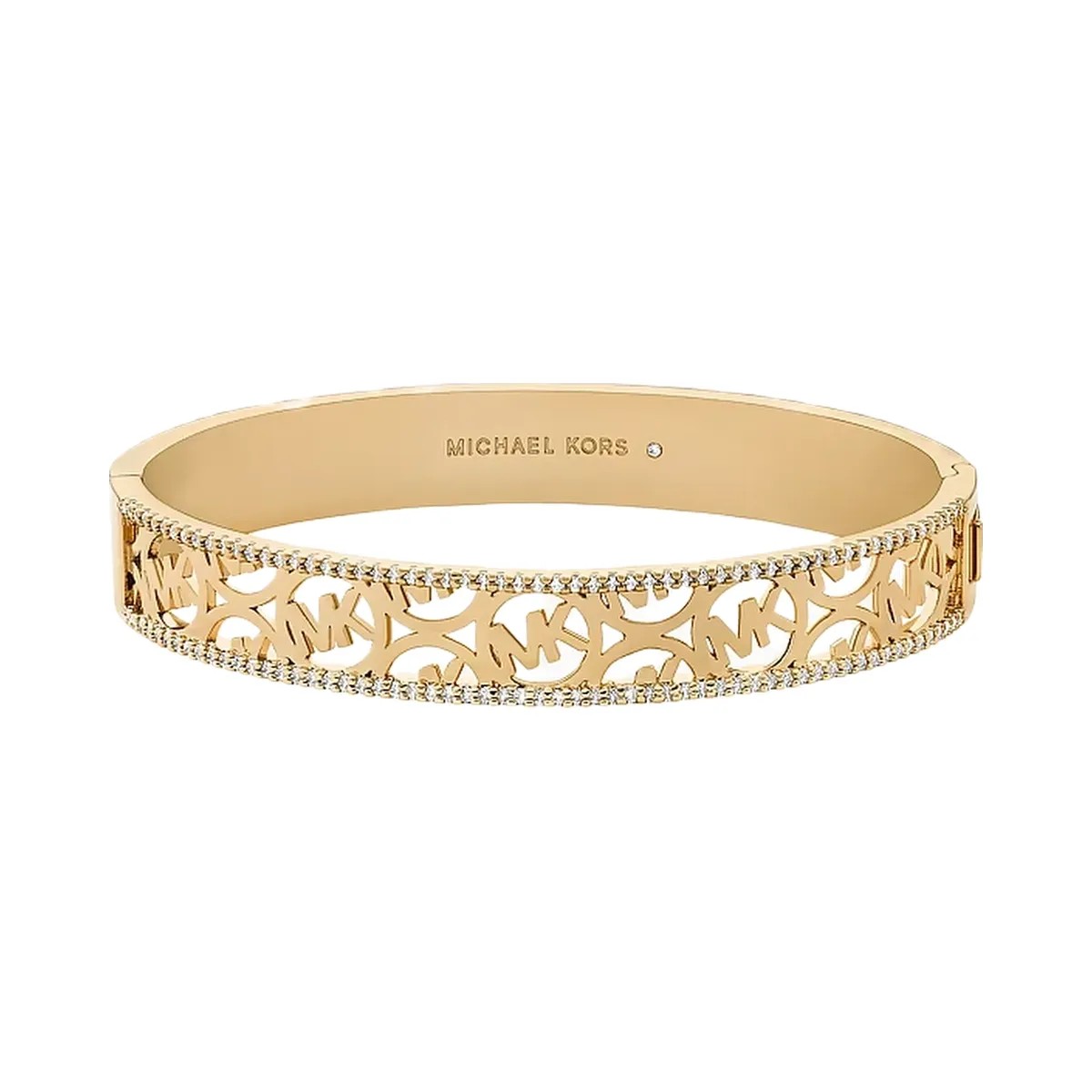 Michael Kors Pavé Perforated Logo Bangle Gold - HypeFly India View 1
