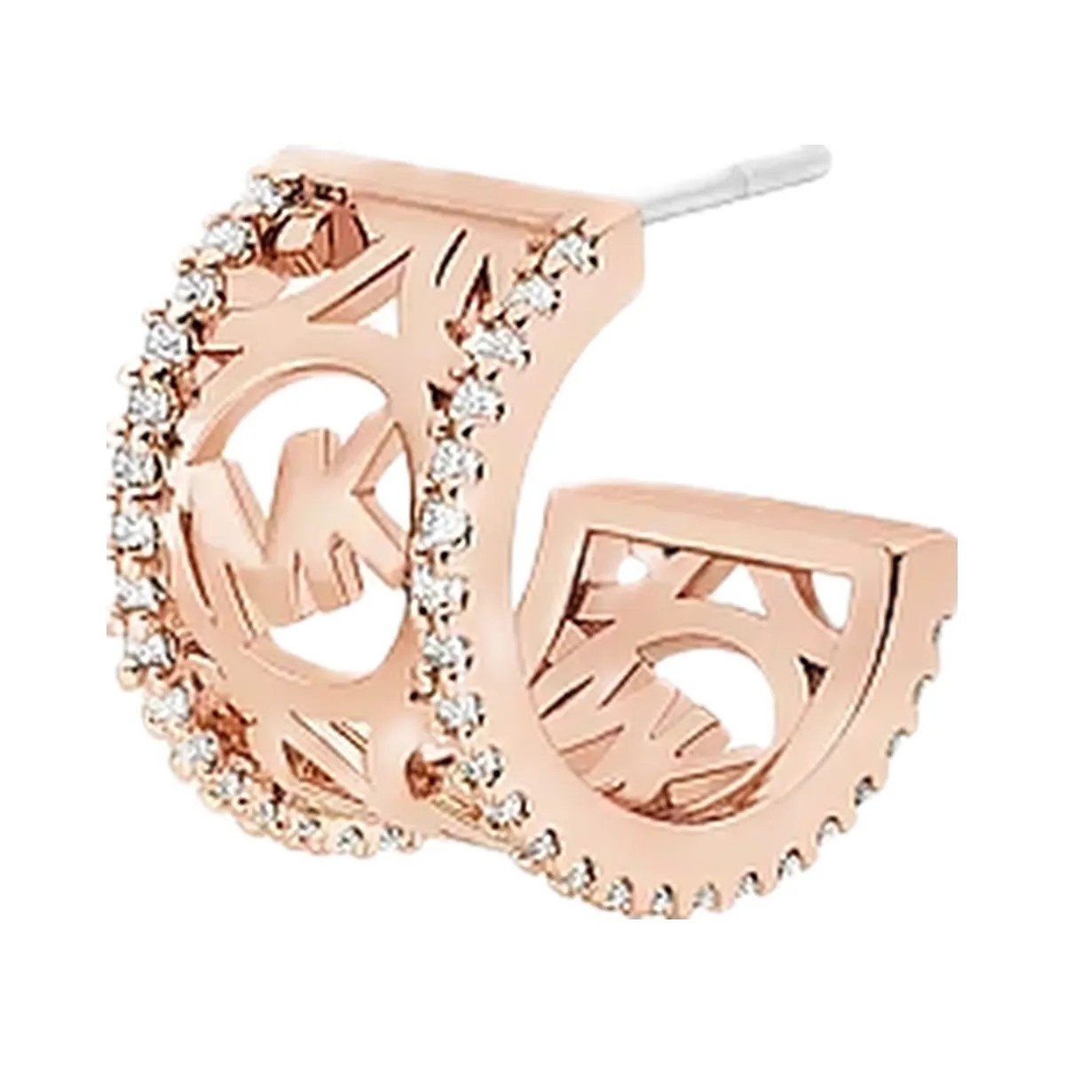 Michael Kors Pavé Perforated Logo Huggie Earrings Rose Gold - HypeFly India View 1