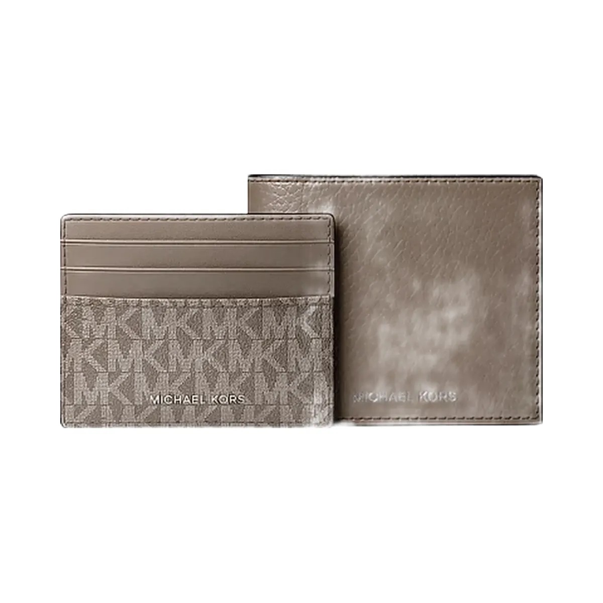 Michael Kors Pebbled Leather Billfold Wallet and Signature Logo Card Case Gift Set Mushroom - HypeFly India View 1