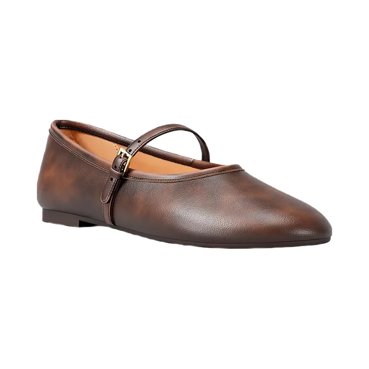 Michael Kors Phoebe Burnished Ballet Flat Chocolate - HypeFly India View 1