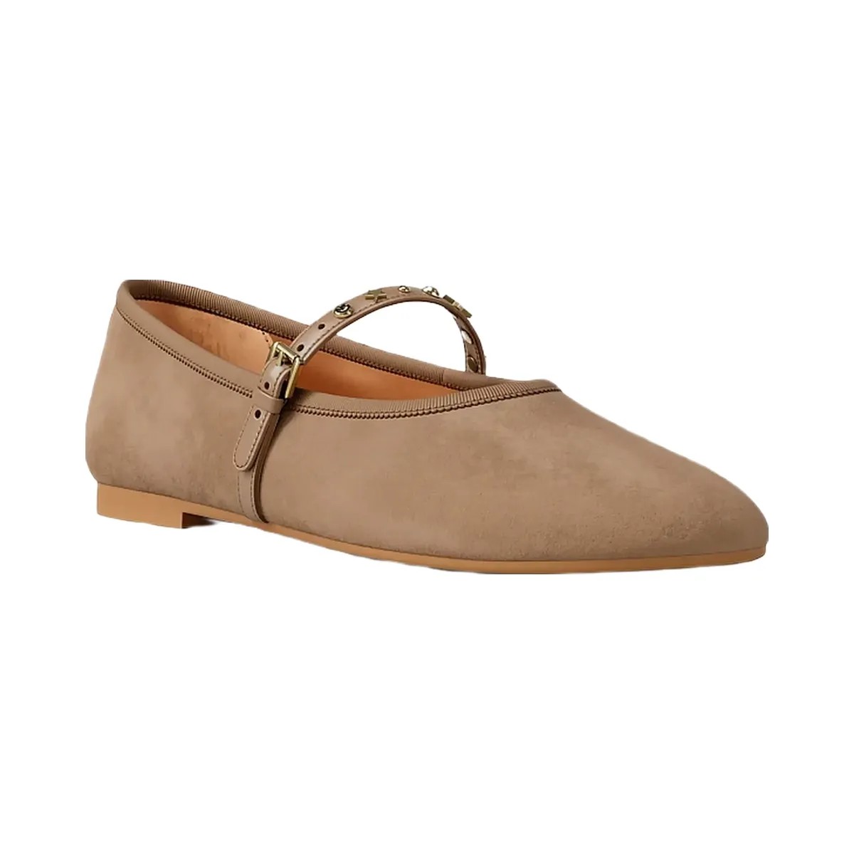 Michael Kors Phoebe Embellished Leather Ballet Flat Camel - HypeFly India View 1