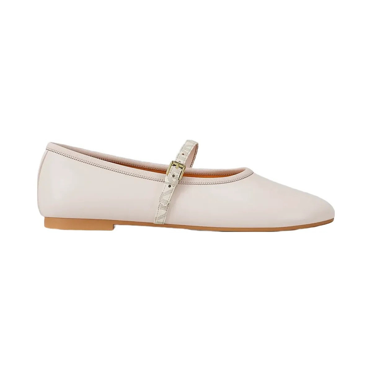 Michael Kors Phoebe Signature Logo Trim Ballet Flat Lt Cream - HypeFly India View 2