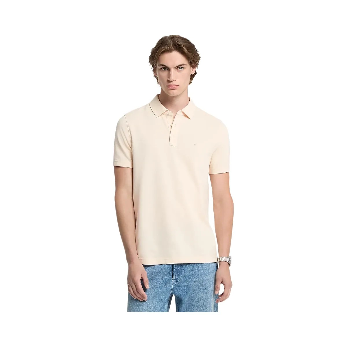 Michael Kors Pima Cotton Piqué Polo Shirt Lt Cream - HypeFly India View 1