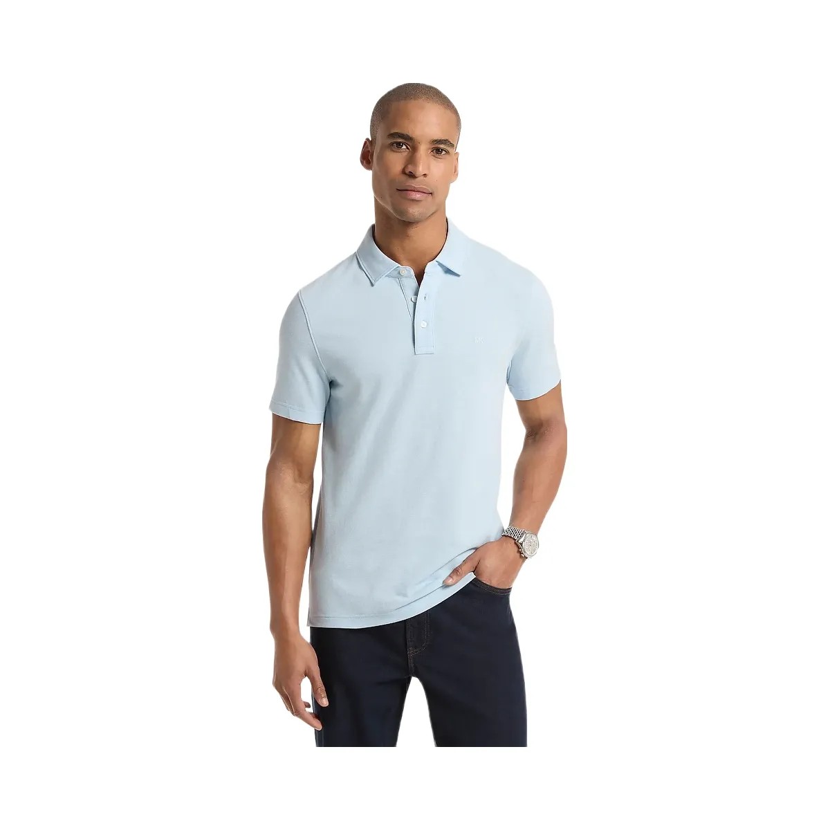 Michael Kors Pima Cotton Piqué Polo Shirt Pastel Blue - HypeFly India View 1