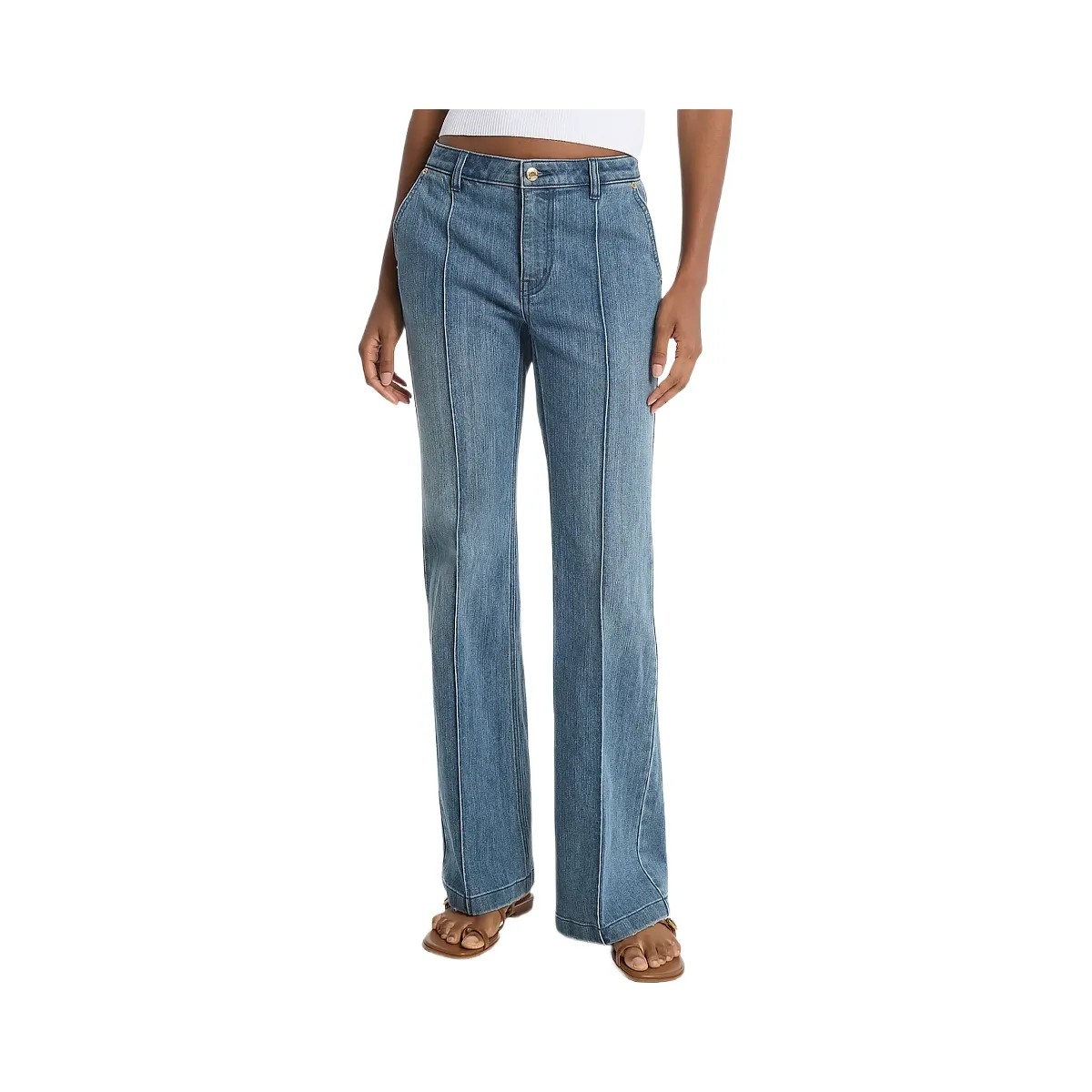 Michael Kors Pintuck Bootcut Stretch Denim Jeans Dusk Blue Wash - HypeFly India View 1