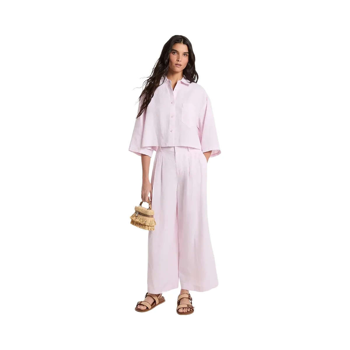 Michael Kors Pleated Linen Wide Leg Pants Lt Bouquet - HypeFly India View 1