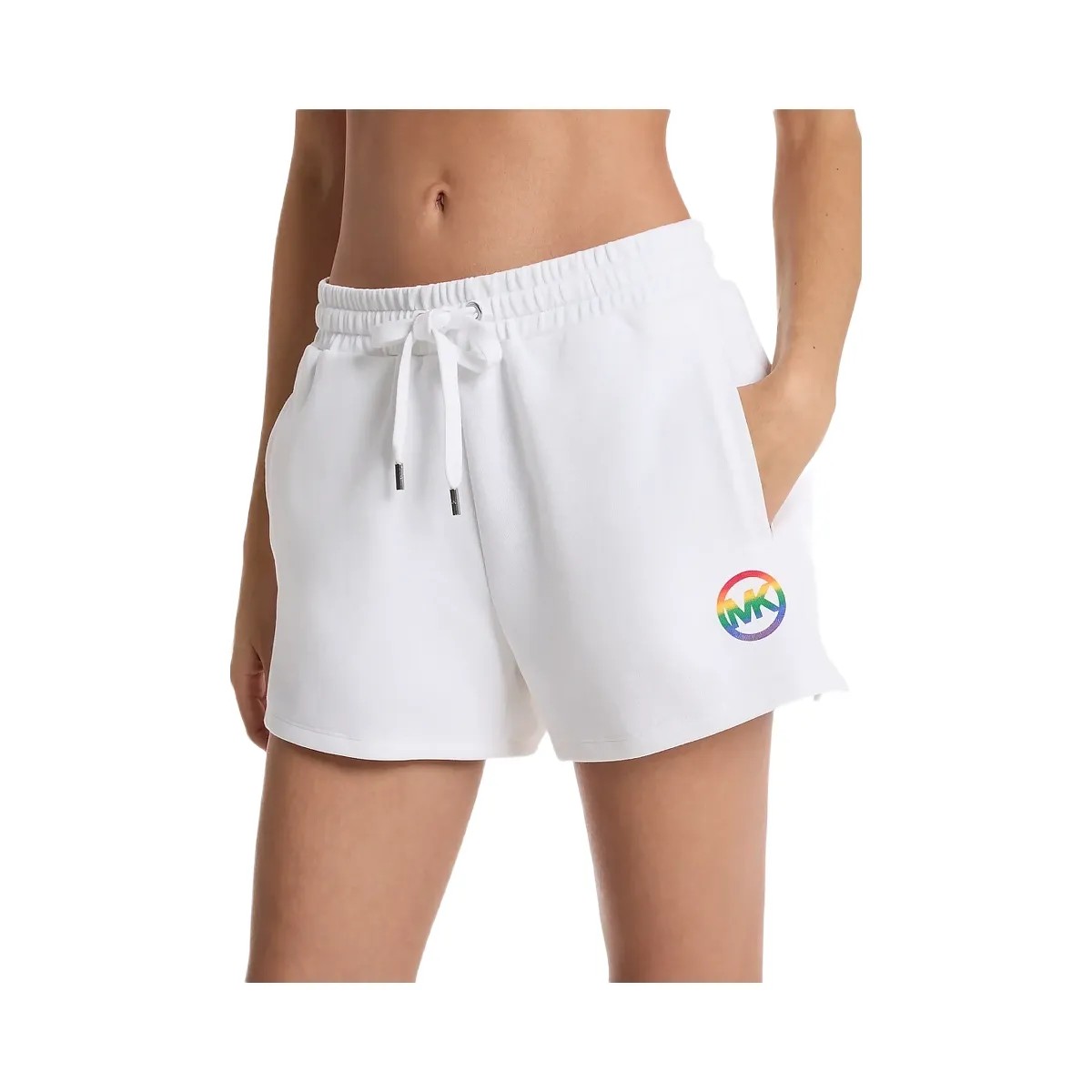 Michael Kors PRIDE Knit Track Shorts White - HypeFly India View 1