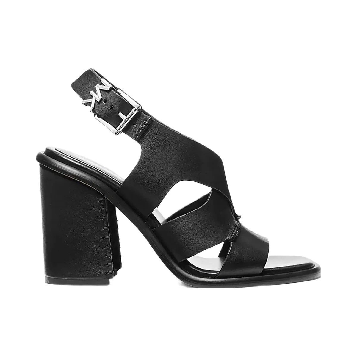 Michael Kors Raven Leather Block Heel Sandal Black - HypeFly India View 2