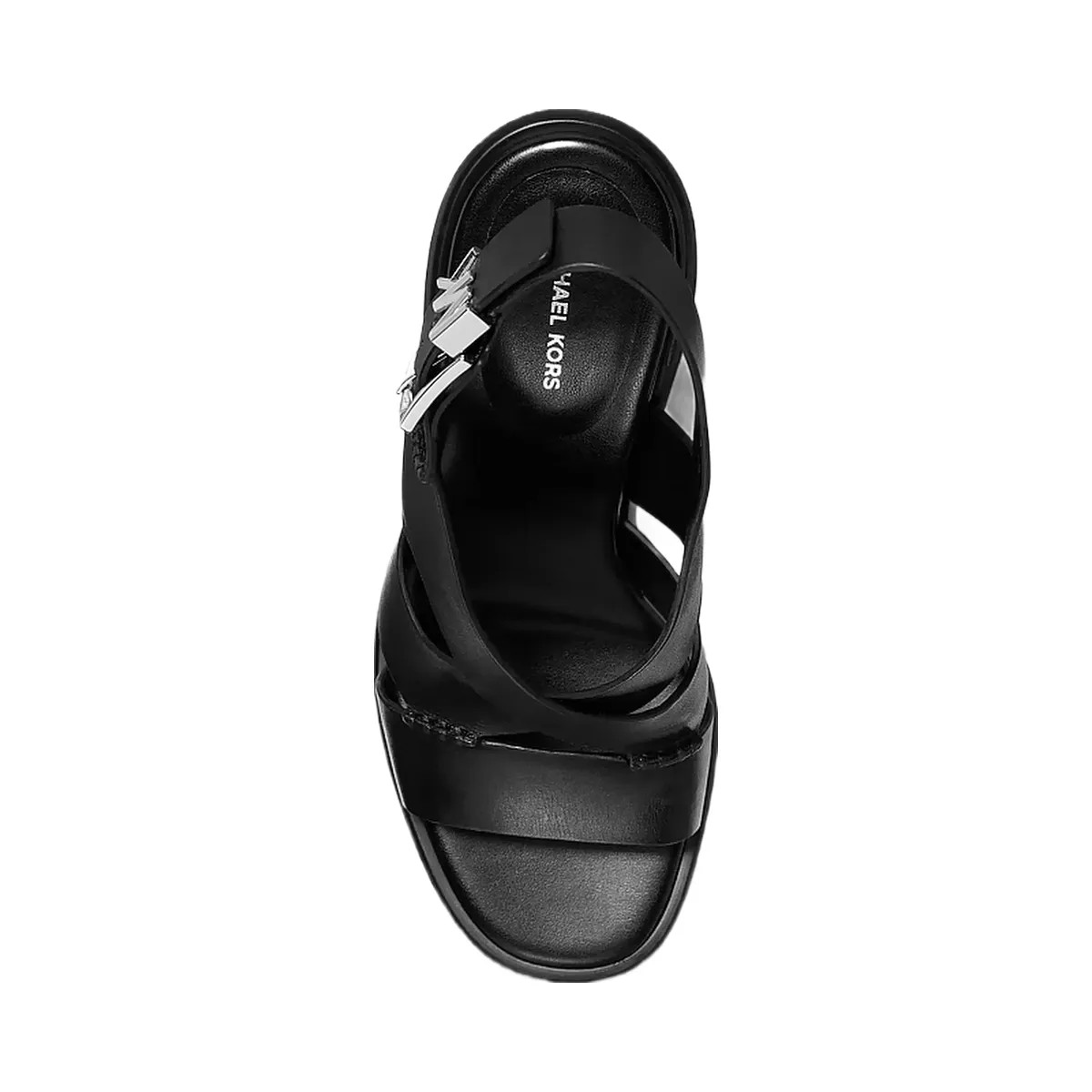 Michael Kors Raven Leather Block Heel Sandal Black - HypeFly India View 3