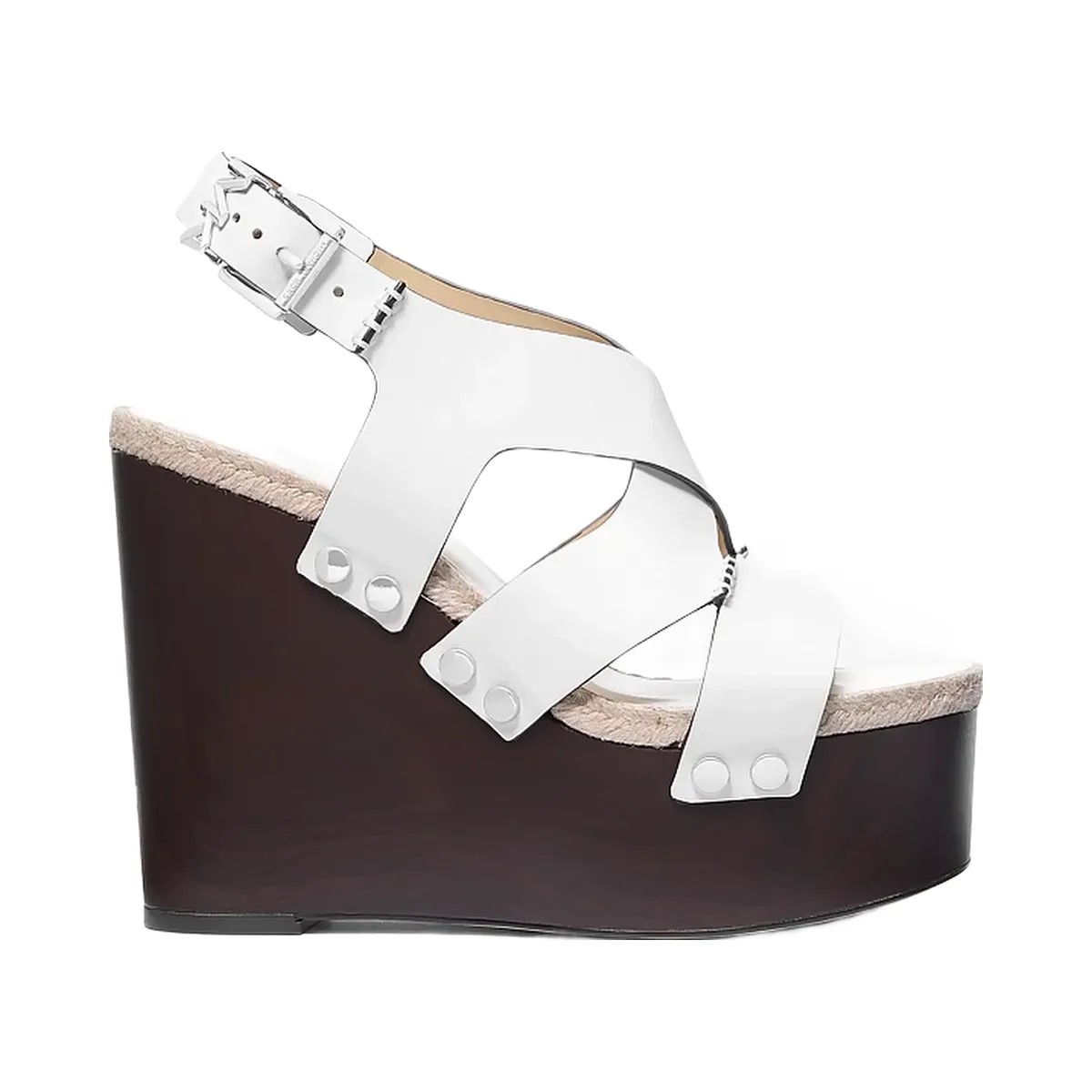 Michael Kors Raven Studded Leather Wedge Sandal Optic White - HypeFly India View 2
