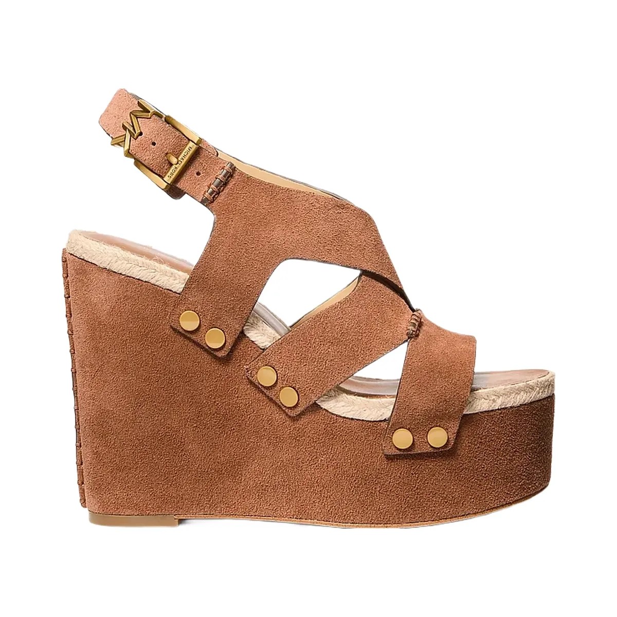 Michael Kors Raven Studded Suede Wedge Sandal Luggage - HypeFly India View 2