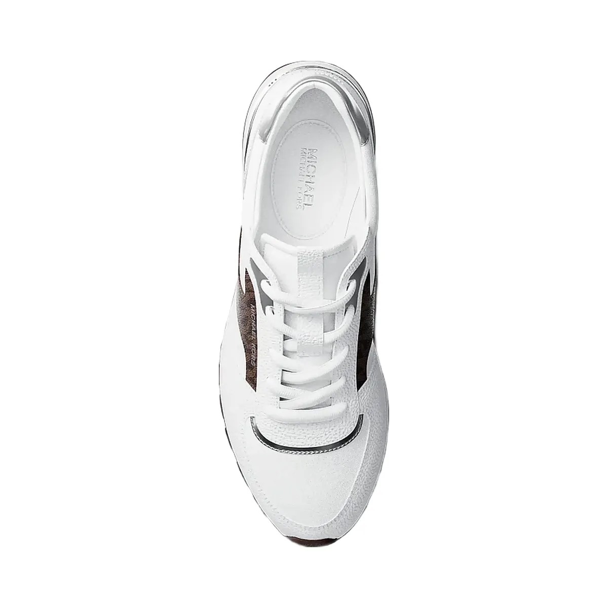 Michael Kors Remy Mixed-Media Trainer Op Wht/Brown - HypeFly India View 5