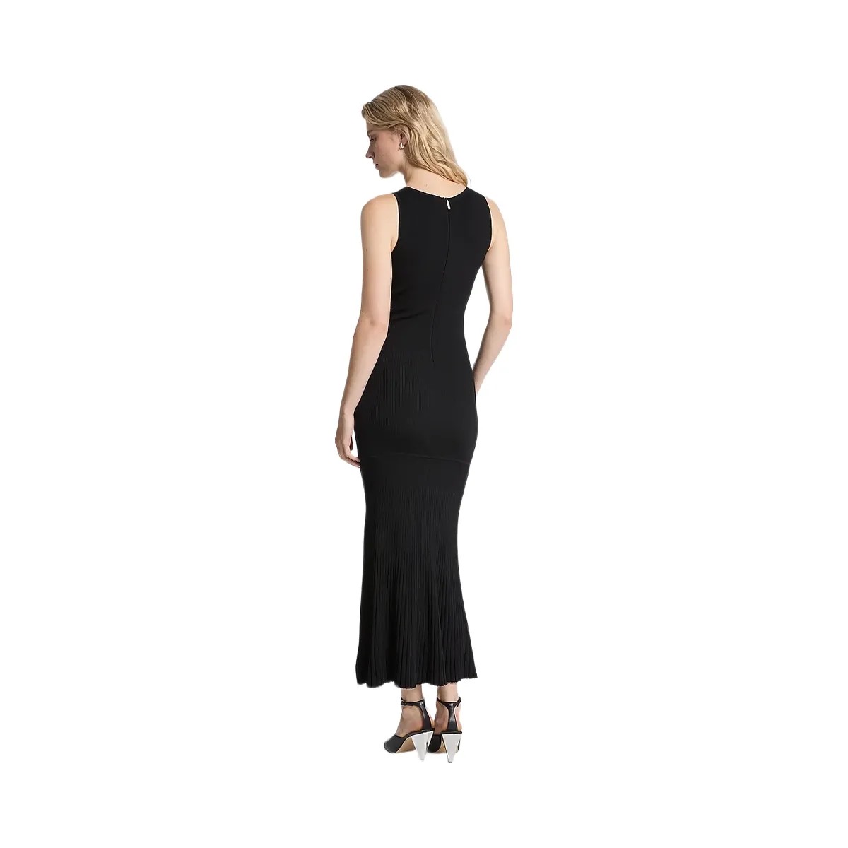 Michael Kors Ribbed Stretch Knit Tank Dress Black - HypeFly India View 2
