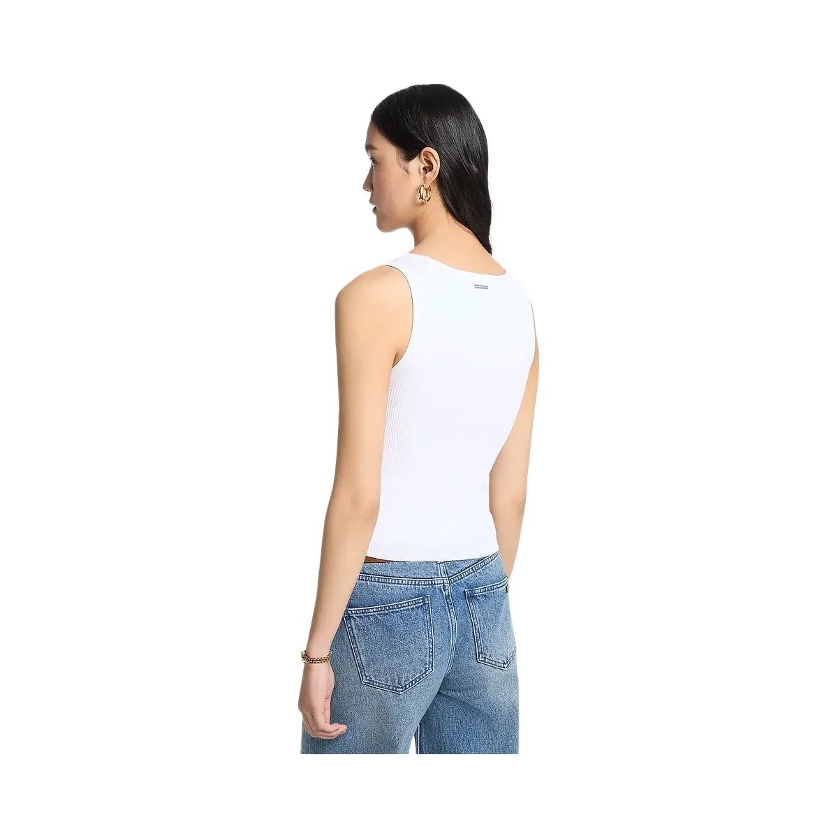 Michael Kors Ribbed Viscose Tank Top White - HypeFly India View 2