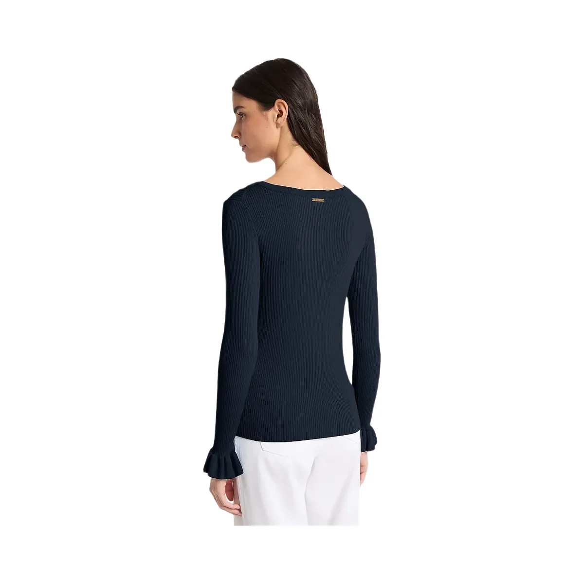 Michael Kors Ribbed Wool Blend V-Neck Sweater Midnightblue - HypeFly India View 2