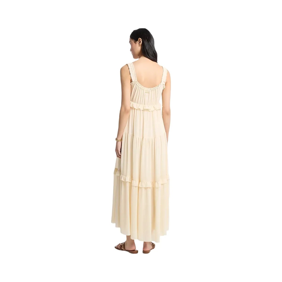 Michael Kors Ruffled Georgette Maxi Dress Bone - HypeFly India View 2