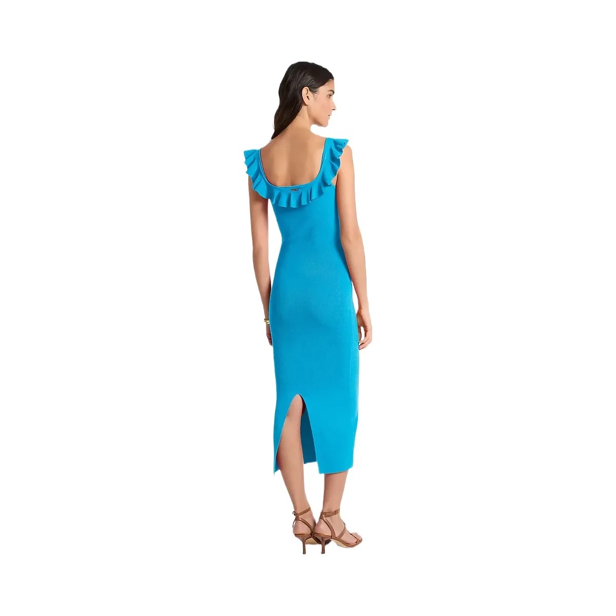 Michael Kors Ruffled Stretch Viscose Midi Dress Milos Blue - HypeFly India View 2