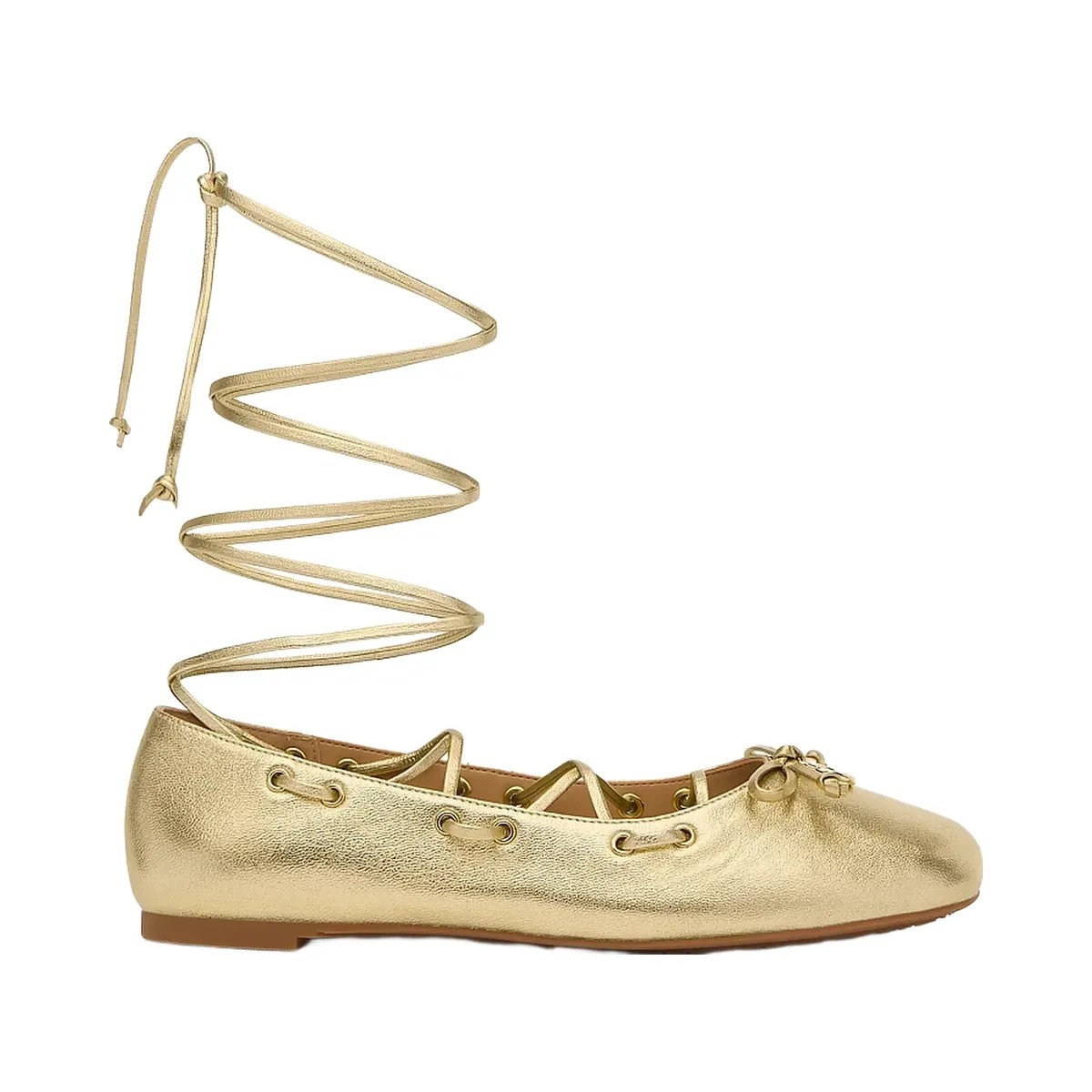 Michael Kors Shae Flex Metallic Leather Ballet Flat Pale Gold - HypeFly India View 2