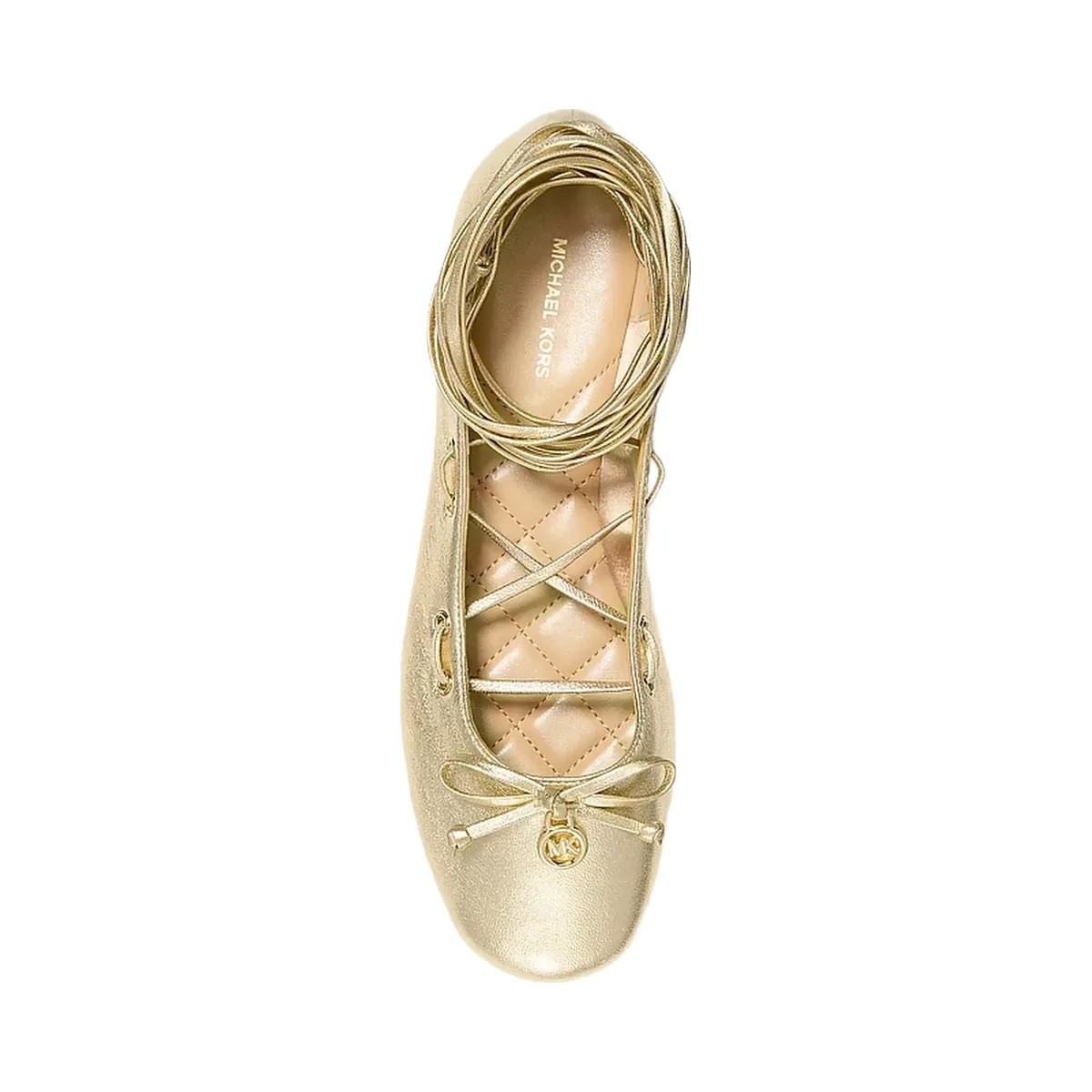 Michael Kors Shae Flex Metallic Leather Ballet Flat Pale Gold - HypeFly India View 3