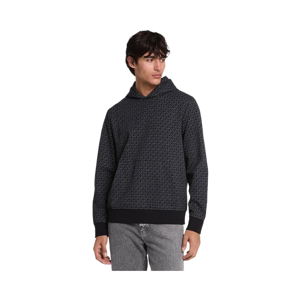 Michael Kors Signature Logo Cotton Blend Hoodie Black - HypeFly India View 1