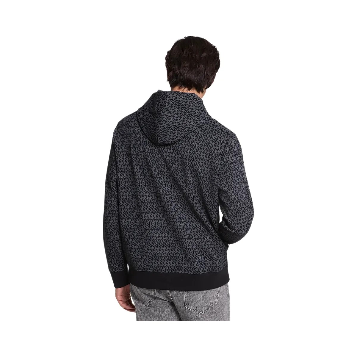 Michael Kors Signature Logo Cotton Blend Hoodie Black - HypeFly India View 2