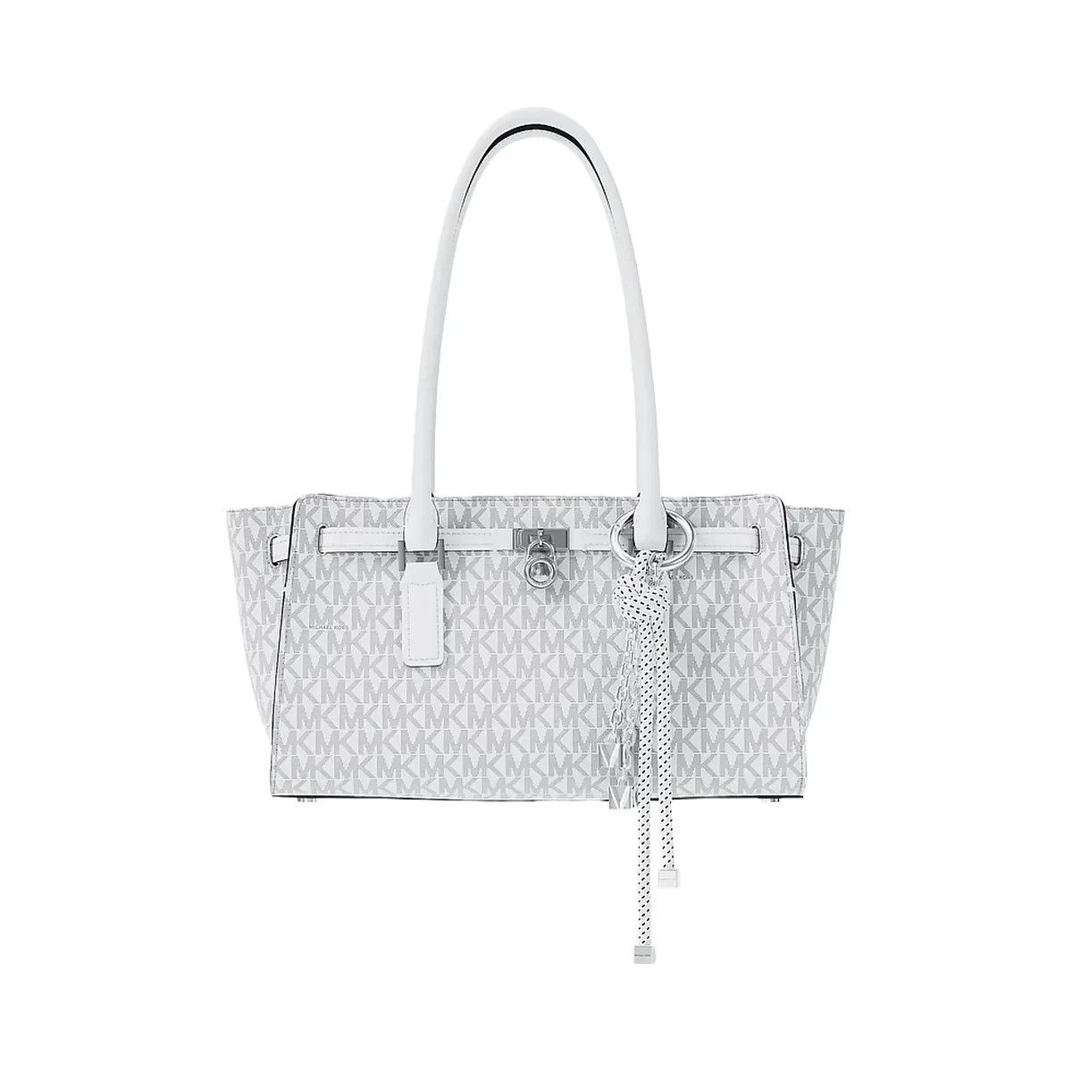 Michael Kors Silver-Tone and Speckled Cord Bag Charm Optic White - HypeFly India View 4