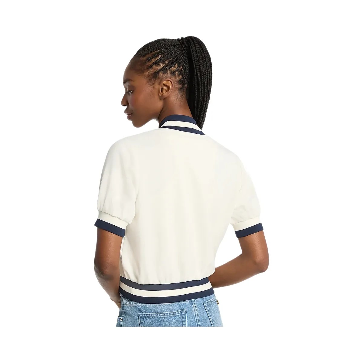 Michael Kors Sporty Piqué Cropped Short-Sleeve Jacket Bone - HypeFly India View 2