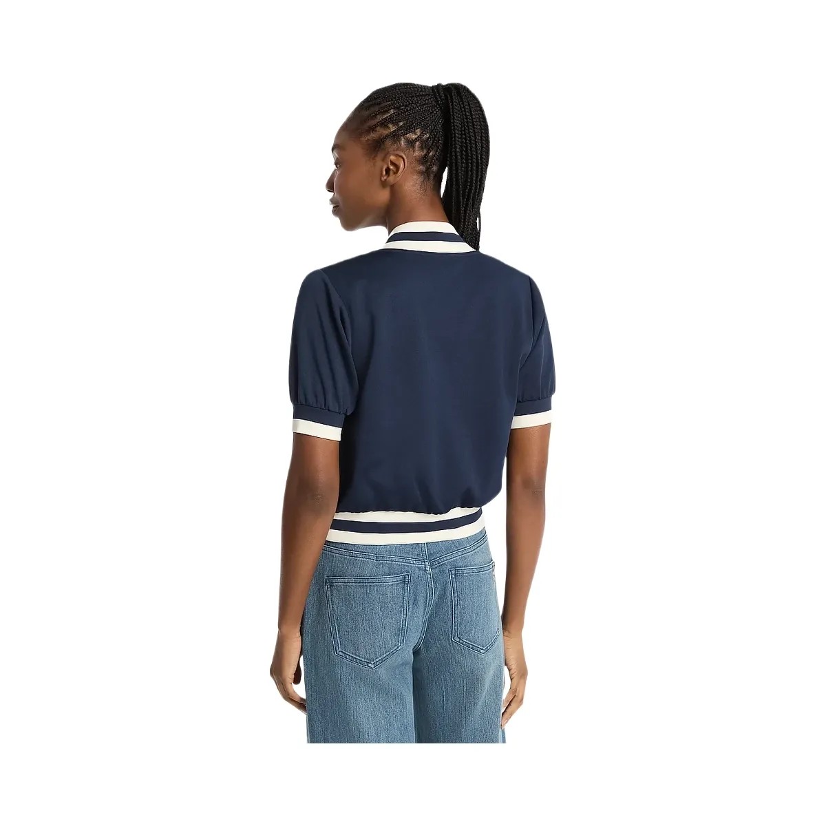 Michael Kors Sporty Piqué Cropped Short-Sleeve Jacket Midnightblue - HypeFly India View 2