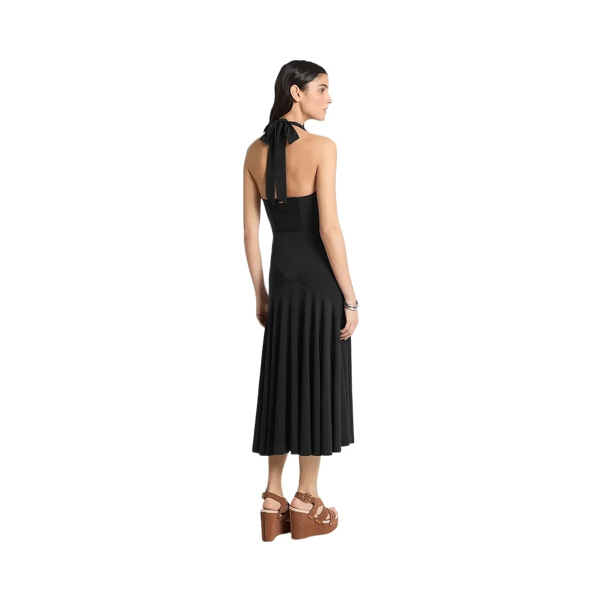Michael Kors Stretch Matte Jersey Halter Midi Dress Black - HypeFly India View 2