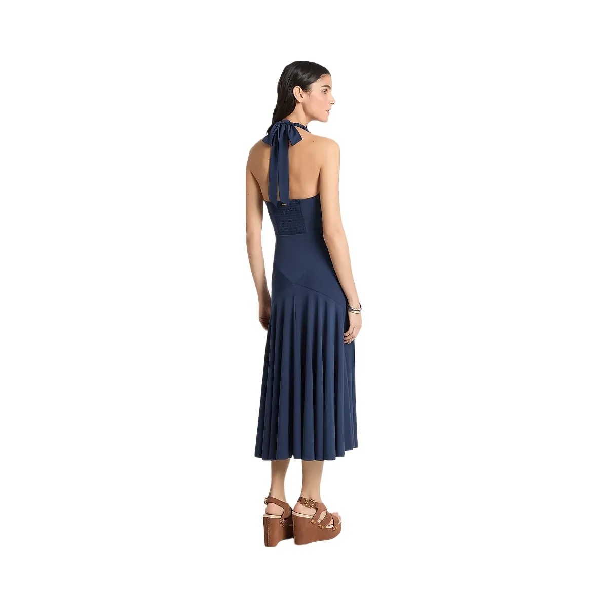 Michael Kors Stretch Matte Jersey Halter Midi Dress Midnightblue - HypeFly India View 2
